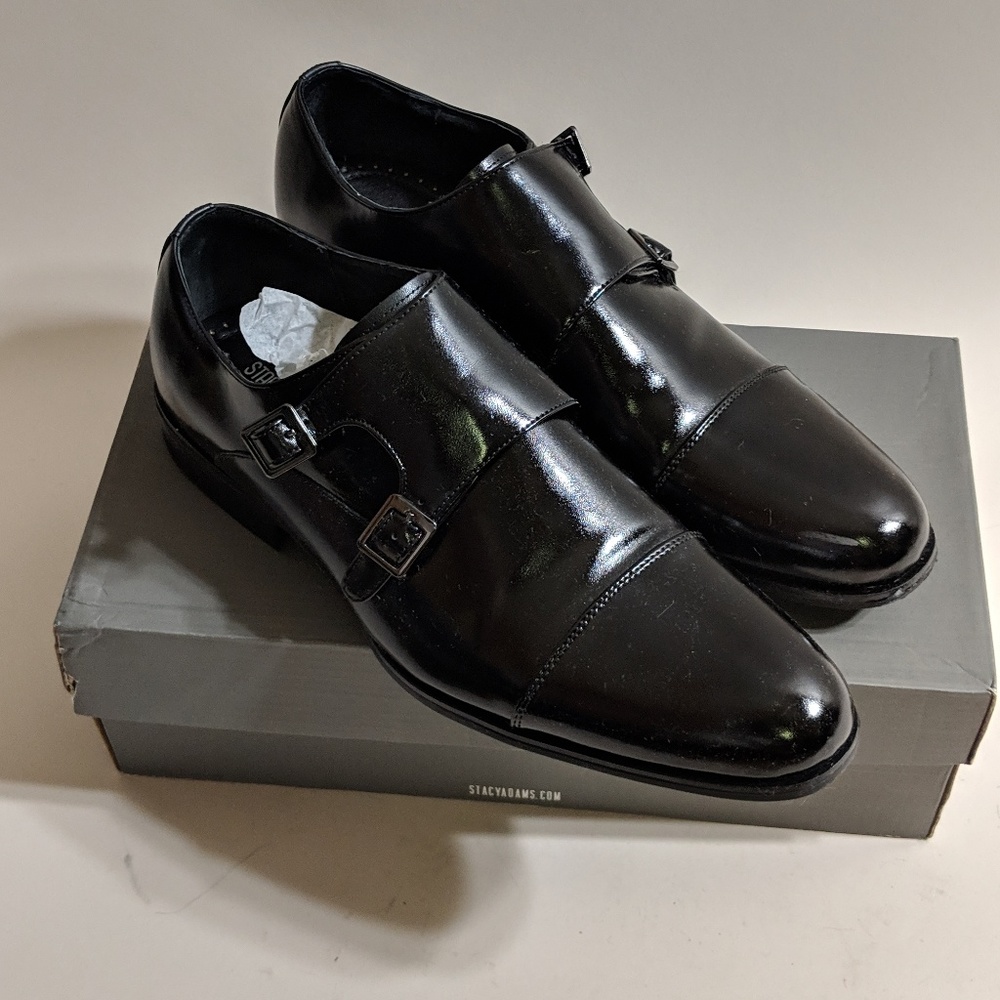 NEW Stacy Adams Black Gordon Buckle Captoe